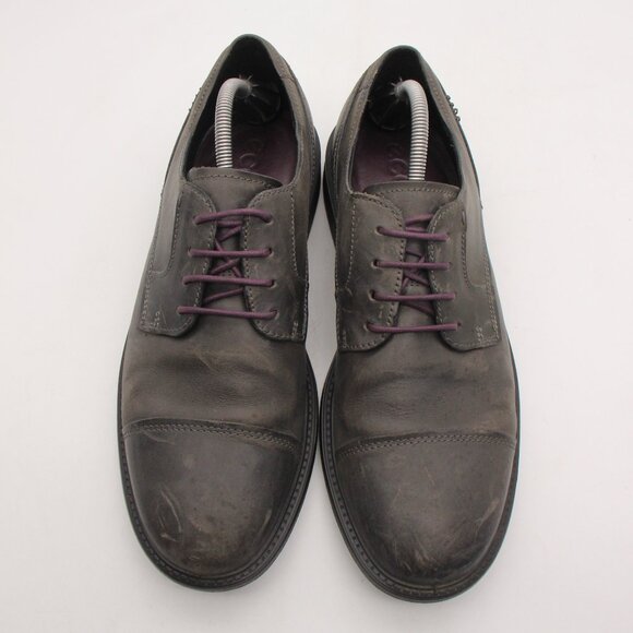 Ecco Knoxville Men\'s Eu 44 Captoe Oxfords Dress Dark Gray Leather Purple Laces main image 9